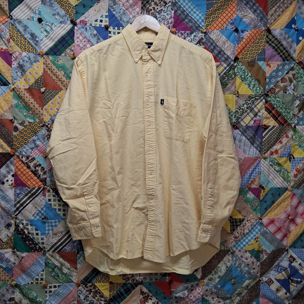 Vintage Ralph Lauren Blaire Button-Down Shirt Men's Large Yellow Regimental